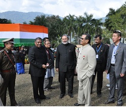 The Governor of Arunachal Pradesh Shri JP Rajkhowa with Chief Secretary Shri Ramesh Negi and DGP Shri S. Nithianandam in the At Home function at Raj Bhavan, Itanagar on 26th January 2016.